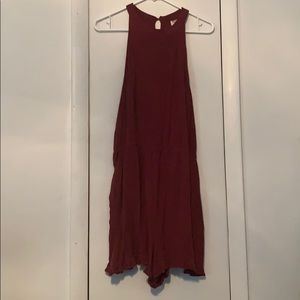 Burgundy high neck romper